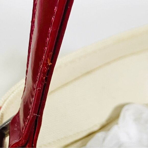 Custom Kate Spade Canvas Handbag Red Patent Leather Trim - Picture 9 of 10